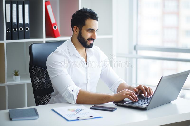 Business man working on laptop